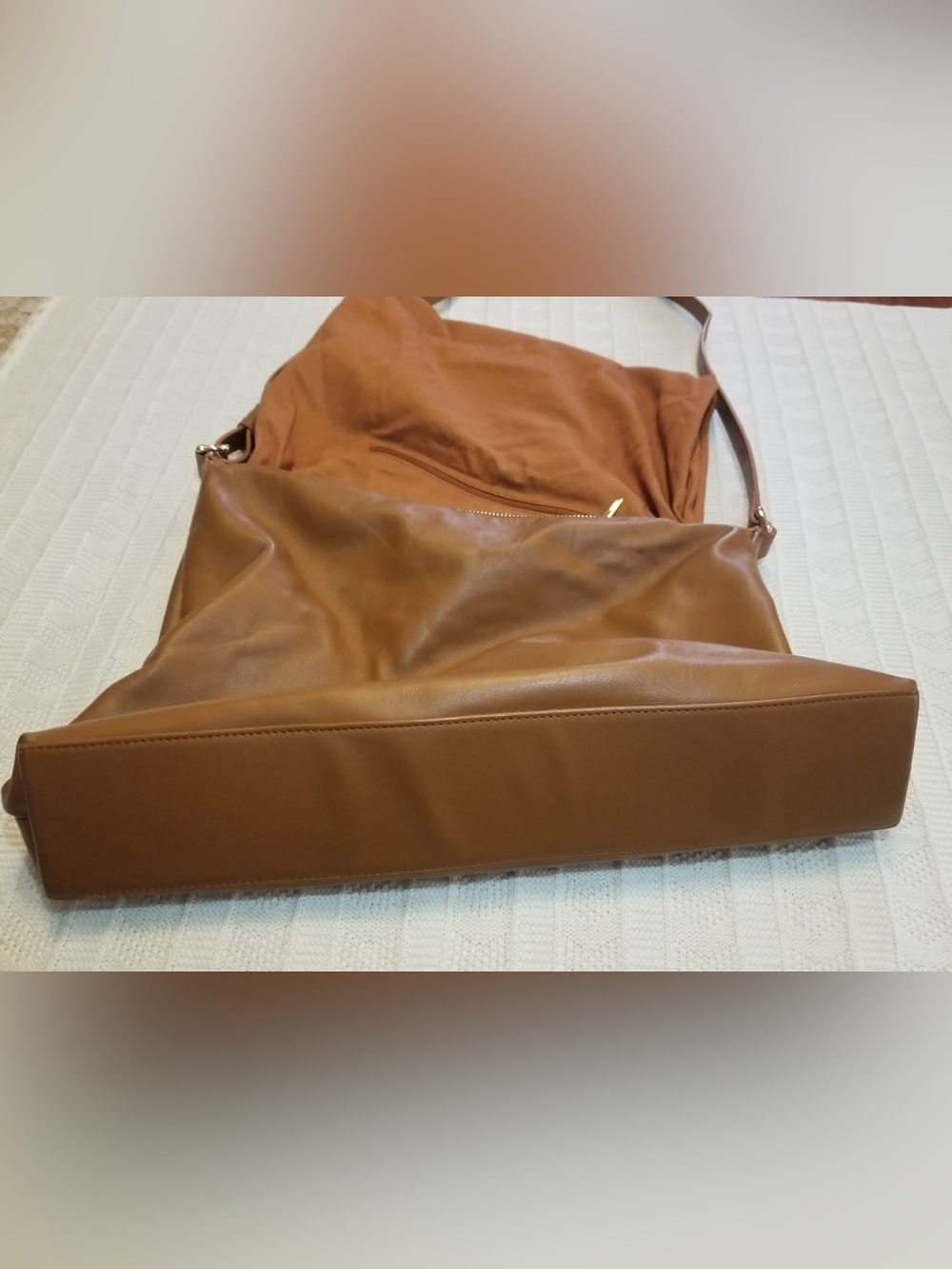 Aupen Minimal Triangular Shoulder Bag in Cognac Brown - Picture 6 of 10